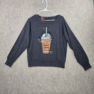 Sugar And Bruno Womens Slouchy Raglan Sweatshirt Gray Small Cotton/Poly Blend